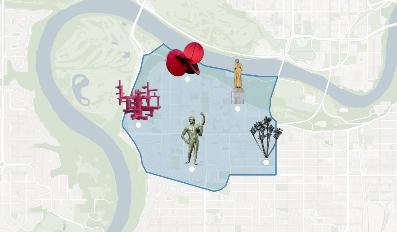 A guide scoped to one district: a handful of murals mapped along a few blocks, with room to grow